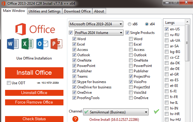 Office 2013-2024 C2R Install v7.7.7.7 r6 + Lite Version